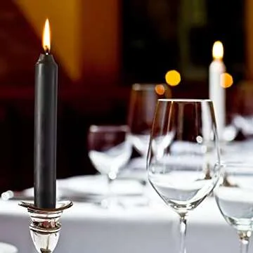 Straight Black Candlesticks - Pack of 8 6" Coated Black Candles - 5 Hour Long Burning Unscented Candles for Halloween, Chime, Wedding, and Home Decoration