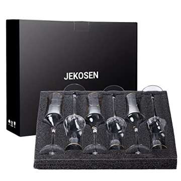 Elegant JEKOSEN Champagne Flutes Set of 6 Lead-Free Stemware
