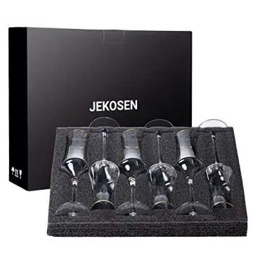 Elegant JEKOSEN Champagne Flutes Set of 6 Lead-Free Stemware