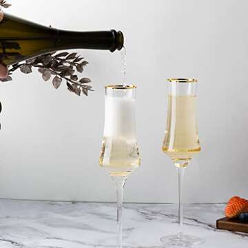 Elegant JEKOSEN Champagne Flutes Set of 6 Lead-Free Stemware