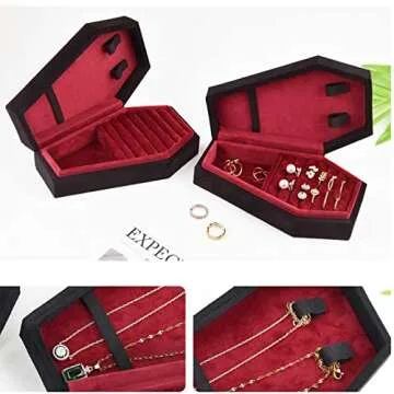 Gothic Velvet Coffin Jewelry Holder for Travel & Decor