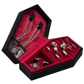 Gothic Velvet Coffin Jewelry Holder for Travel & Decor