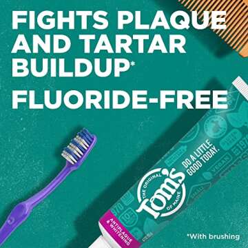 Tom's of Maine Fluoride-Free Antiplaque & Whitening Natural Toothpaste, 5.5 Ounce (Pack of 2) - Packaging May Vary