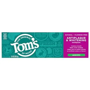 Tom's of Maine Fluoride-Free Antiplaque Toothpaste 5.5oz Pack of 2