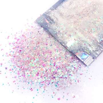 Iridescent Body Glitter - 15g Chunky Holographic Face Glitter, Hair Glitter, Eye Glitter and Body Glitter, Rave Glitter, Festival Accessories, Cosmetic Glitter Makeup. Loose Glitter Set