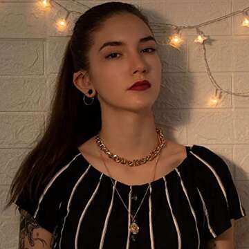 TOMAY 2023 Layered Necklaces for Women, 14K Gold Plated Curb Link Chunky Chain Layering Choker Miami Cuban Link Coin Pendant Jewelry Valentines Day Gifts for Her