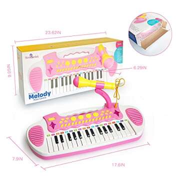 Love&Mini Piano Toy Keyboard for Kids - Birthday Gifts for 3 4 5 Years Old Girls Toys with 31 Keys and Microphone Musical Instrument Toys for Girls Gifts (Pink)