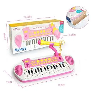 Love&Mini Piano Toy Keyboard for Kids - Birthday Gifts for 3 4 5 Years Old Girls Toys with 31 Keys and Microphone Musical Instrument Toys for Girls Gifts (Pink)