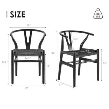 Wood Wishbone Dining Room Chairs Set of 2 Mid Century