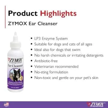 Zymox Ear Cleaner for Dogs and Cats - Gentle Ear Care Solution
