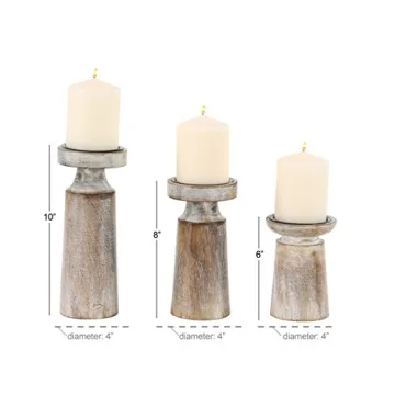 Deco 79 Mango Wood Candle Holder Set for Elegant Decor