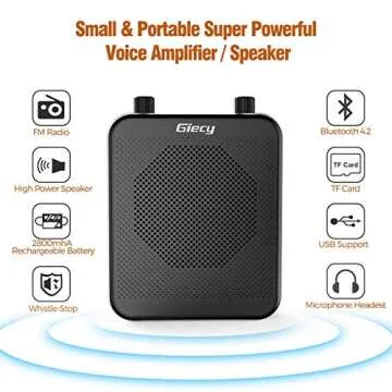 Giecy Portable Voice Amplifier, 30W 2800mAh Bluetooth Rechargeable Personal Voice Amplifier with Microphone Headset, Power Amplifier for Multiple Locations Classroom, Meetings and Outdoors