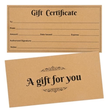 CANIFORTUNE 50 Pcs Blank Gift Certificates for Business & Events