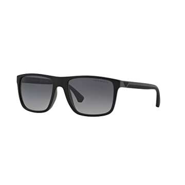 Emporio Armani Men's EA4033 Square Sunglasses, Rubber Black and Grey/Gradient Grey Polarized, 56 mm