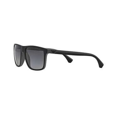 Emporio Armani Men's EA4033 Square Sunglasses, Rubber Black and Grey/Gradient Grey Polarized, 56 mm