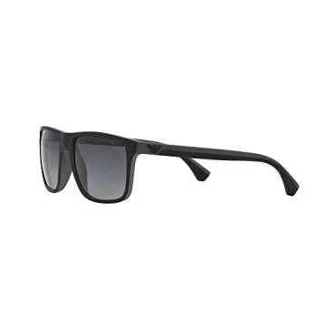 Emporio Armani Men's EA4033 Square Sunglasses, Rubber Black and Grey/Gradient Grey Polarized, 56 mm