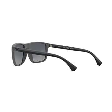 Emporio Armani Men's EA4033 Square Sunglasses, Rubber Black and Grey/Gradient Grey Polarized, 56 mm