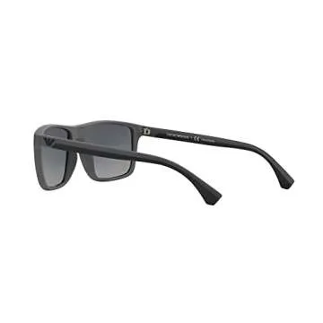 Emporio Armani Men's EA4033 Square Sunglasses, Rubber Black and Grey/Gradient Grey Polarized, 56 mm