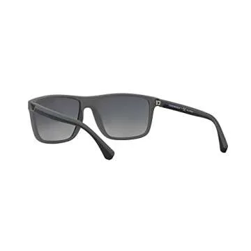 Emporio Armani Men's EA4033 Square Sunglasses, Rubber Black and Grey/Gradient Grey Polarized, 56 mm