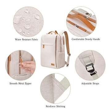 Hp hope Laptop Backpack for Women, 15.6 Inch Work Backpack with USB Port, Water Resistant Backpack for Travel, College, Commuter, Business