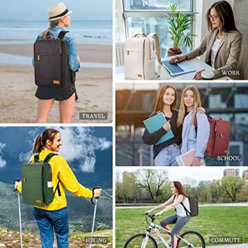 Hp hope Laptop Backpack for Women, 15.6 Inch Work Backpack with USB Port, Water Resistant Backpack for Travel, College, Commuter, Business