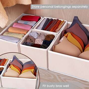 6 Pack Clothes Drawer Organizer Dividers, Fabric Foldable Closet Dresser Drawer Organizer for Clothing, Bra Sock Underwear Drawer Organizer for Nursery Bedroom Organization (6 Bins, Pink)