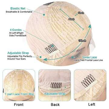 613 Body Wave Lace Front Wigs Human Hair Blonde Lace Front Wigs 13x4x1 Transparent Lace Front Wigs with Baby Hair Pre Plucked Natural Hairline 150% Density Light Blonde Human Hair Wigs for Women