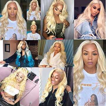 613 Body Wave Lace Front Wigs Human Hair Blonde Lace Front Wigs 13x4x1 Transparent Lace Front Wigs with Baby Hair Pre Plucked Natural Hairline 150% Density Light Blonde Human Hair Wigs for Women