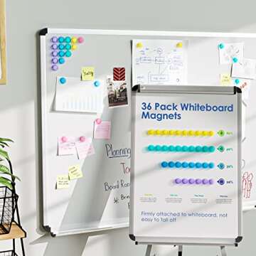MaxGear Whiteboard Magnets, 36 Pack Strong Refrigerator Magnets for Kitchen, School Supplies for Teachers, 3 cm Round Colored Magnetic Pieces for Classroom, Refrigerator, Office, Home (5 Colors)