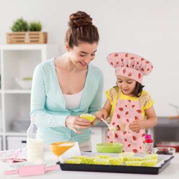 DEABOLAR Kids Chef Hat and Apron, Adjustable Kids Aprons with Pocket Girls Boys Kitchen Toddler Aprons for Cooking Baking