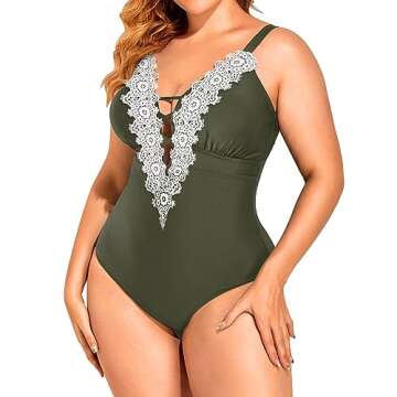 Daci Plus Size Olive Green One Piece Bathing Suit