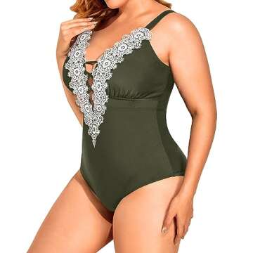 Daci Plus Size Olive Green One Piece Bathing Suit