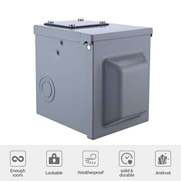 Miady 30 Amp 125 Volt RV Power Outlet Box, Enclosed Lockable Weatherproof Outdoor Electrical NEMA TT-30R Receptacle Panel, For RV Camper Travel Trailer Motorhome Electric Car Generator