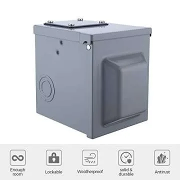Miady 30 Amp 125 Volt RV Power Outlet Box, Enclosed Lockable Weatherproof Outdoor Electrical NEMA TT-30R Receptacle Panel, For RV Camper Travel Trailer Motorhome Electric Car Generator