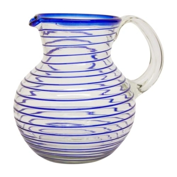 Handcrafted Cobalt Blue Eco-Friendly Glass Pitcher 71 Oz