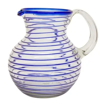 Handcrafted Cobalt Blue Eco-Friendly Glass Pitcher 71 Oz