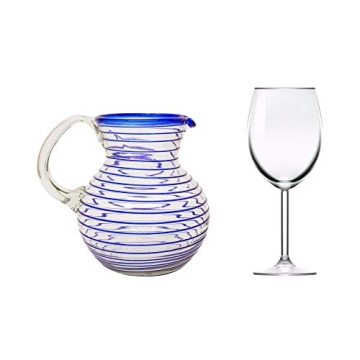 Handcrafted Cobalt Blue Eco-Friendly Glass Pitcher 71 Oz