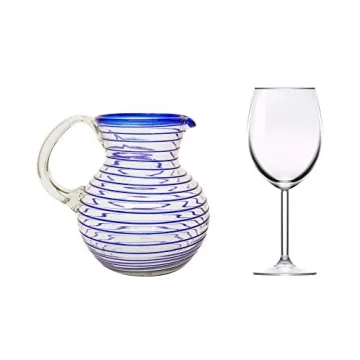 Handcrafted Cobalt Blue Eco-Friendly Glass Pitcher 71 Oz