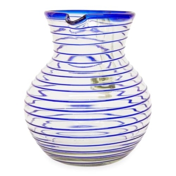 Handcrafted Cobalt Blue Eco-Friendly Glass Pitcher 71 Oz