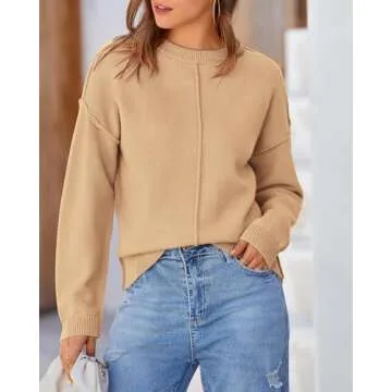 KIRUNDO Women's Casual Knit Fall Sweaters Khaki 2024 