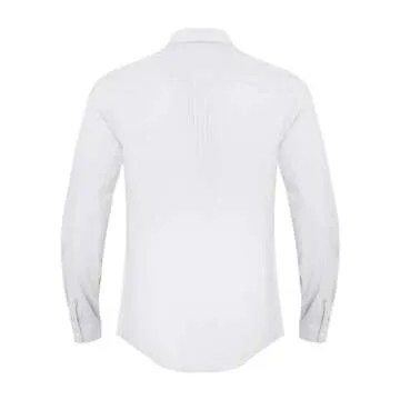 JEKAOYI Button Down Linen Shirts for Men Casual Long Sleeve Regular Fit Cotton Beach Shirts with Pocket White