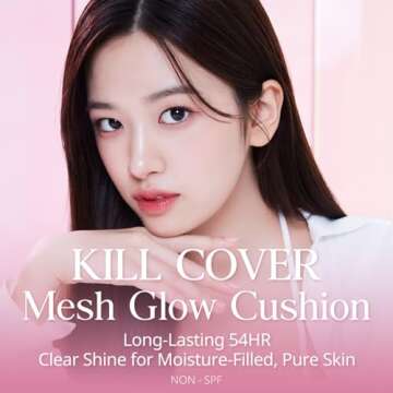 CLIO Kill Cover Mesh Glow Cushion Foundation ([Refill Included] 15g*2, 21N LINEN), Glass Skin, Long-...