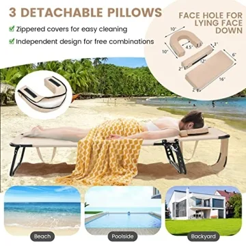 GYMAX Tanning Chair with Face Hole and Washable Pillow