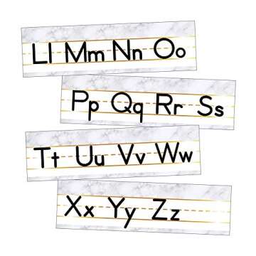 Schoolgirl Style Simply Boho Mini Manuscript Bulletin Board—Alphabet Letters, Numbers Line, Langua...