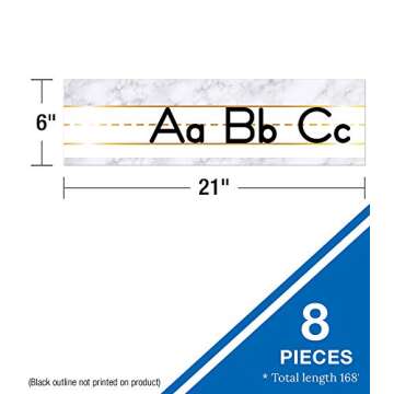 Schoolgirl Style Simply Boho Mini Manuscript Bulletin Board—Alphabet Letters, Numbers Line, Language Arts and Math Skills Practice, Classroom or Homeschool Learning (8 pc)