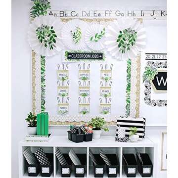 Schoolgirl Style Simply Boho Mini Manuscript Bulletin Board—Alphabet Letters, Numbers Line, Language Arts and Math Skills Practice, Classroom or Homeschool Learning (8 pc)