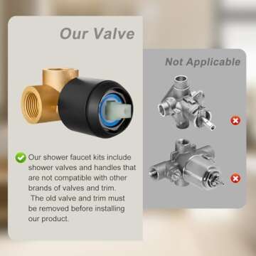 HUCKLE Shower Faucet Set with Shower Head, 10-Inch Black Shower Faucet with Valve, Single-Handle Rainfall Shower Head, Matte Black Shower Head for Bathroom