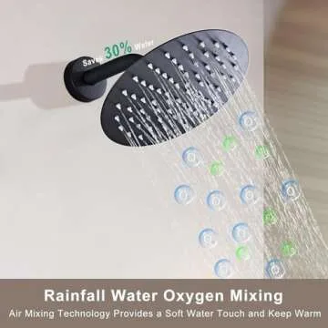 HUCKLE Shower Faucet Set with Shower Head, 10-Inch Black Shower Faucet with Valve, Single-Handle Rainfall Shower Head, Matte Black Shower Head for Bathroom