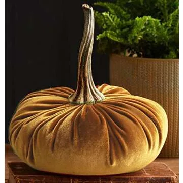 Andees Handmade Velvet Pumpkins Decor,Super Soft Stuffed Pumpkin for Decorating,Large Durable Decor Home Table Farmhouse,Rustic Fall Halloween Thanksgiving Decoration (F/4PC)