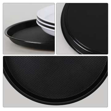 Utiao 6 Packs Plastic Round Serving Trays, Fast Food Serving Tray